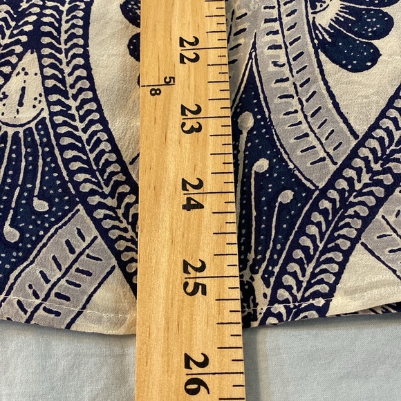 Spartina 449 Navy/Cream Resortwear Long Sleeve Silk Blouse Medium - Picture 7 of 9